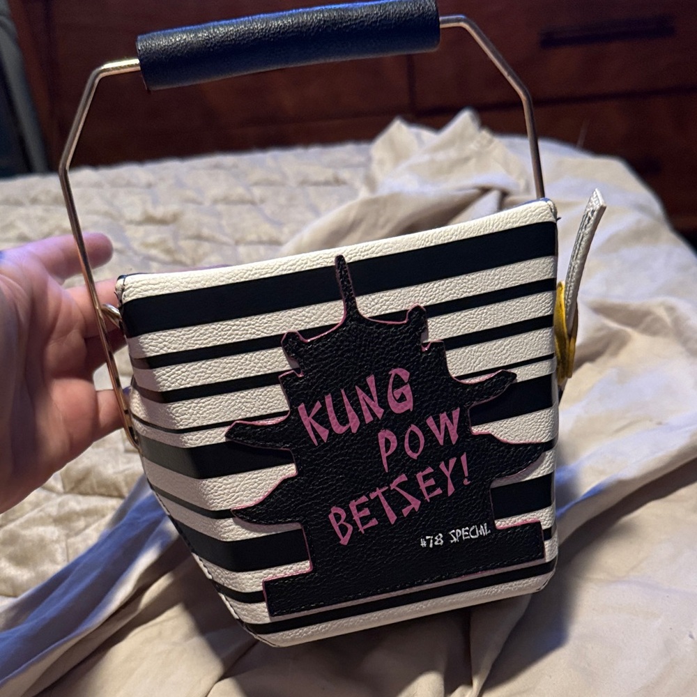 Betsey Johnson Black and White Striped Mini Bag
